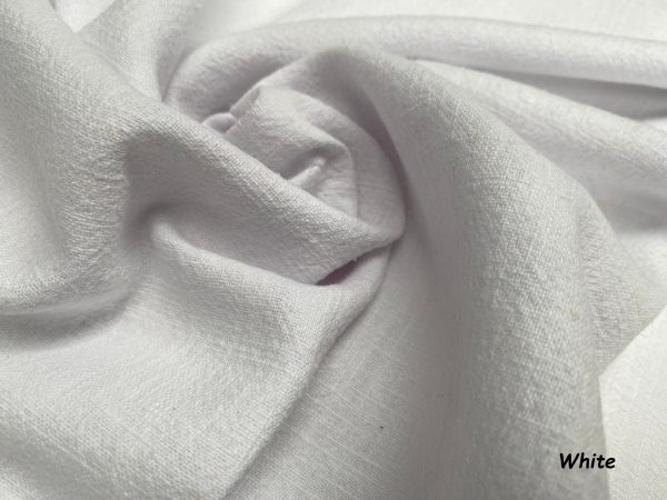 White Stone Washed Pure Plain Linen Fabric Material - 100% Linens Home Decor Bedding Clothes Curtains - 55" 140cm Wide - Image 2