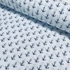 Small Anchor Fabric – Curtains, Upholstery, Dress Material – Ocean Marine Design – 140 cm Wide Textile – White