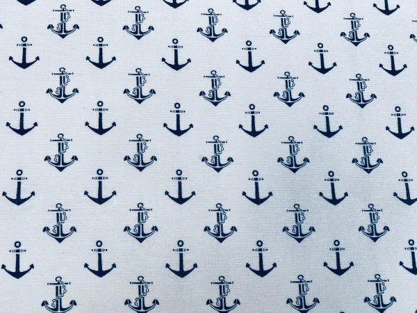 Small Anchor Fabric - Curtains, Upholstery, Dress Material - Ocean Marine Design - 140 cm Wide Textile - White - Image 6