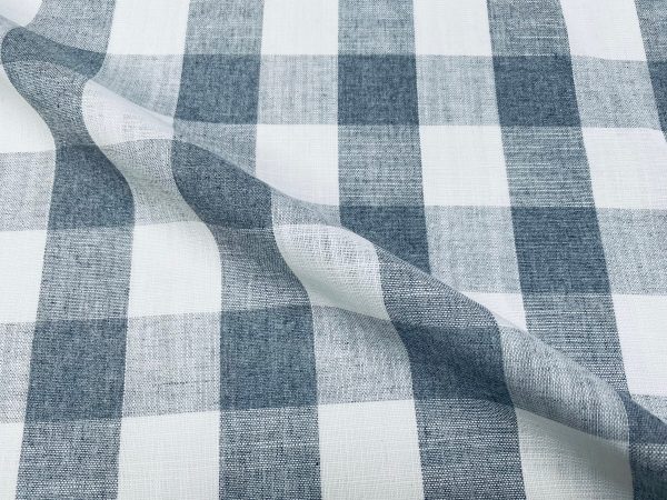 Grey & White Gingham Linen Checked Linen Fabric Plaid Material Buffalo Check Cotton Yarn Tartan - 59" or 150cm wide - Image 3
