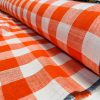 Gingham Linen Checked Linen Fabric Plaid Material Buffalo Check Cotton Yarn Tartan – 59″ or 150cm wide – Orange & White