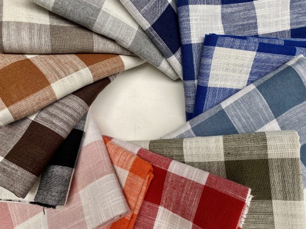 BRIGHT BLUE & White Gingham Linen Checked Linen Fabric Plaid Material Buffalo Check Cotton Yarn Tartan - 59" or 150cm wide - Image 8