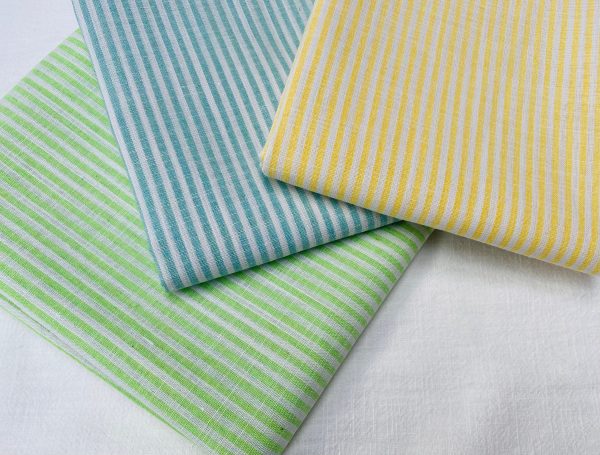 Candy Stripe Linen Fabric Light Cotton Material Cute Striped White Lines Home Decor, Dressmaking - 59" or 150cm wide - Lime - Image 4