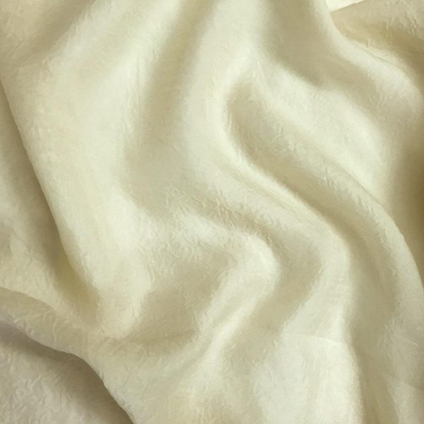 Crushed Voile Taffeta Lightweight Stiff Curtains, Dress Fabric Tutu Mesh Net Wedding Bridal Material – 59″ or 150cm Wide – Ivory Cream