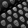 Skulls – Glitter Silver Thread Lurex Fabric Metallic Look Double Face Jacquard Material Curtain, Upholstery – 55″/140cm wide – Black