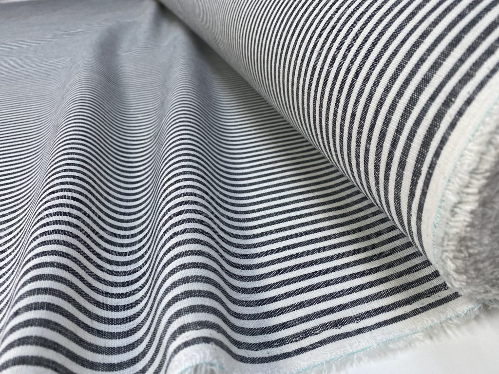 Candy Stripe Linen Fabric Light Cotton Material Cute Striped White Lines Home Decor, Dressmaking