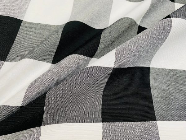 Dobby Buffalo BIG Checks Tartan Fabric Curtain Upholstery Cotton Material Plaid Scottish Royal Stewart Check 55" or 140cm Wide Canvas BLACK - Image 4