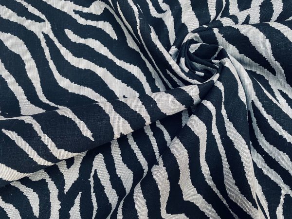 Black Tiger Fabric Zebra Stripes Animal Print Cotton Linen Blend Home Decor, Curtain, Dressmaking 135-140cm Wide - Image 2