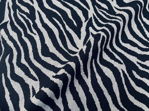Black Tiger Fabric Zebra Stripes Animal Print Cotton Linen Blend Home Decor, Curtain, Dressmaking 135-140cm Wide - Image 3