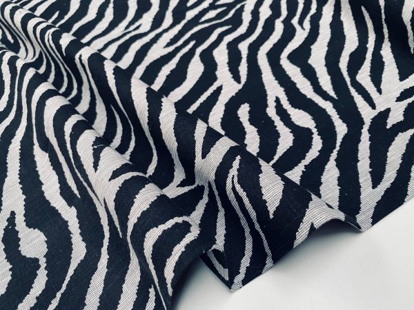 Black Tiger Fabric Zebra Stripes Animal Print Cotton Linen Blend Home Decor, Curtain, Dressmaking 135-140cm Wide - Image 4
