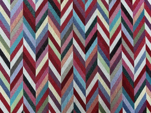 Chevron Woven Gobelin Fabric Home Decor Tapestry Material for Curtains, Upholstery  – 55″/140cm Wide – Multicolour