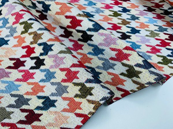 Houndstooth Woven Gobelin Fabric Home Decor Tapestry Material for Curtains, Upholstery  - 55"/140cm Wide - Multicolour - Image 3