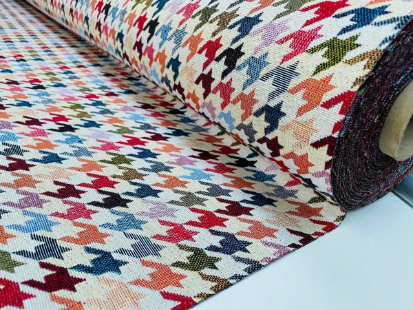 Houndstooth Woven Gobelin Fabric Home Decor Tapestry Material for Curtains, Upholstery  - 55"/140cm Wide - Multicolour - Image 4