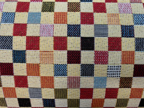 Teflon Woven  Squares Gobelin Outdoor Fabric Home Decor Tapestry Material for Curtains, Upholstery - 110"/280cm EXTRA Wide - Multicolour - Image 3