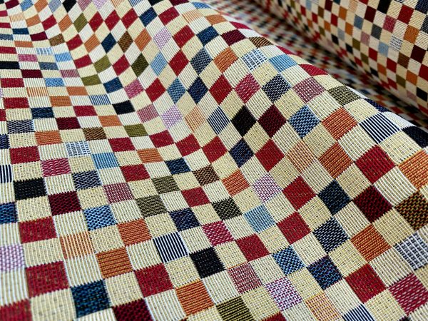 Teflon Woven  Squares Gobelin Outdoor Fabric Home Decor Tapestry Material for Curtains, Upholstery - 110"/280cm EXTRA Wide - Multicolour - Image 4