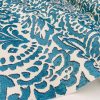 Abstract Blue Floral Pattern Fabric Material for Home Decor, Curtains, Upholstery – 55″/140cm Wide Canvas – Blue & Cream