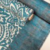 Abstract Blue Floral Pattern Fabric Material for Home Decor, Curtains, Upholstery – 55″/140cm Wide Canvas – Blue & Cream