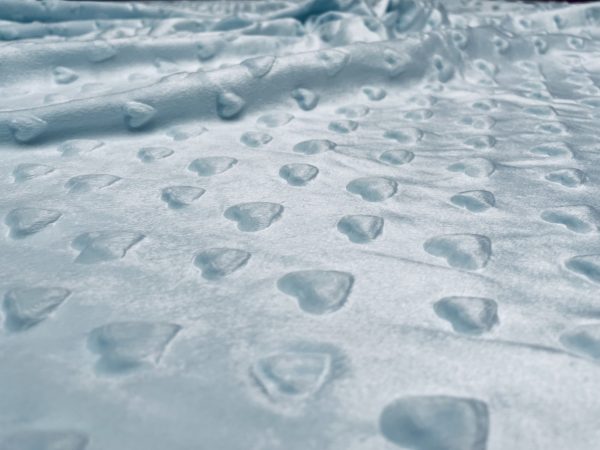 HEART Supersoft Dimple Fleece Fabric Plush Cuddle Soft - 160cm (63 inches) wide - SKY BLUE Hearts - Image 3