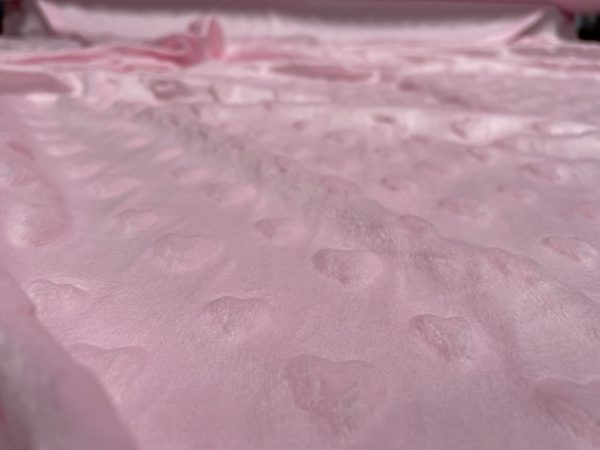 HEART Supersoft Dimple Fleece Fabric Plush Cuddle Soft - 160cm (63 inches) wide - BABY PINK Hearts - Image 2