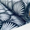 Velvet Art Deco Geometric Damask Floral Fan Fabric Fountain Leaf – Curtain Upholstery Home decor – 140″/280cm EXTRA Wide –  Black & Grey