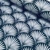 Velvet Art Deco Geometric Damask Floral Fan Fabric Fountain Leaf – Curtain Upholstery Home decor – 140″/280cm EXTRA Wide –  Black & Grey