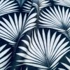 Velvet Art Deco Geometric Damask Floral Fan Fabric Fountain Leaf – Curtain Upholstery Home decor – 55″/140cm Wide –  Black & Grey