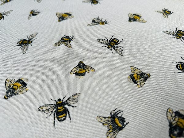 Bumblebee Print Fabric Bee Insects Linen Look Curtain Material for Dress Home Decor Curtain Upholstery - 55" or 140cm Wide Canvas - Image 3