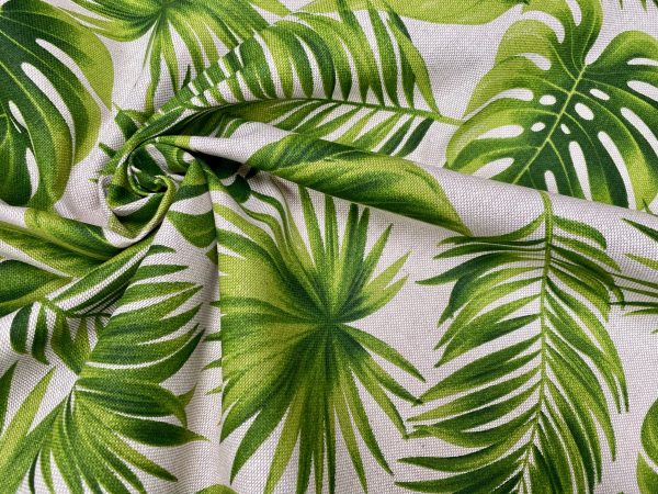 Linen Look Green Palm Leaves Tropical Leaf Fabric Material for Home Decor Curtain Upholstery - 55" or 140cm Wide Canvas - Image 3