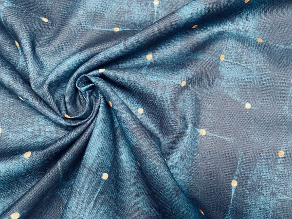 Dot Velvet Effect Look Print Fabric Home Decor Curtain Upholstery Material 140cm or 55" wide - Navy Blue - Image 2