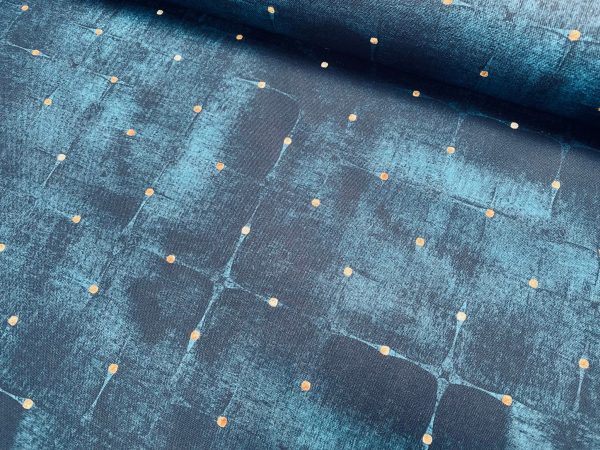 Dot Velvet Effect Look Print Fabric Home Decor Curtain Upholstery Material 140cm or 55" wide - Navy Blue - Image 3