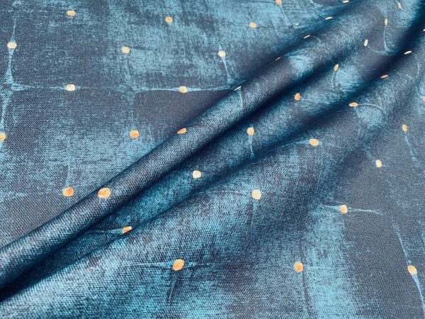 Dot Velvet Effect Look Print Fabric Home Decor Curtain Upholstery Material 140cm or 55" wide - Navy Blue - Image 4