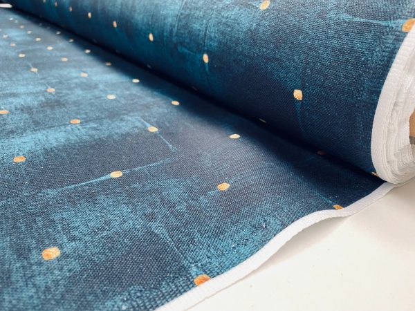 Dot Velvet Effect Look Print Fabric Home Decor Curtain Upholstery Material 140cm or 55" wide - Navy Blue - Image 5