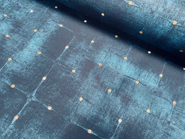 Dot Velvet Effect Look Print Fabric Home Decor Curtain Upholstery Material 140cm or 55" wide - Navy Blue - Image 6