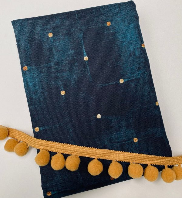 Dot Velvet Effect Look Print Fabric Home Decor Curtain Upholstery Material 140cm or 55" wide - Navy Blue - Image 7