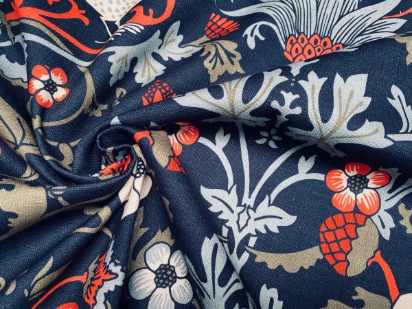 Folklore Motif Fabric Printed Forest Flowers Birds Home Decor Curtain Upholstery Ethnic Material 140cm or 55" wide -Black & Red - Image 8