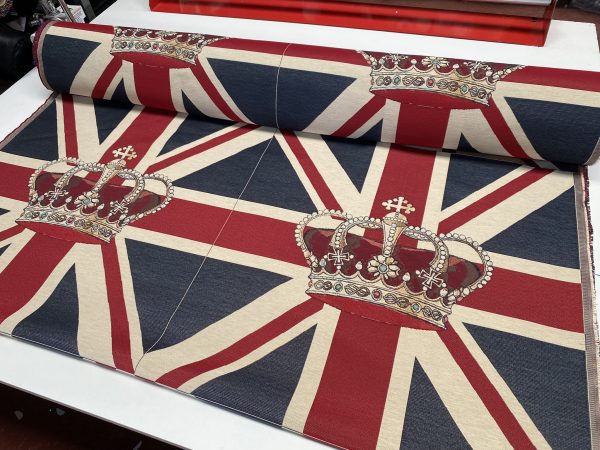 UK & USA Banner  Retro Flag Linen Look Heavy Jacquard Gobelin Upholstery Cotton Cushion Panel Fabric - Sold By The Panel - Image 9