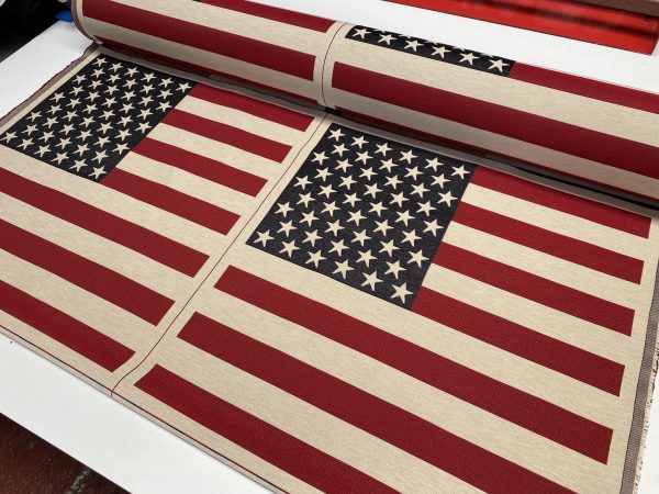 UK & USA Banner  Retro Flag Linen Look Heavy Jacquard Gobelin Upholstery Cotton Cushion Panel Fabric - Sold By The Panel - Image 6