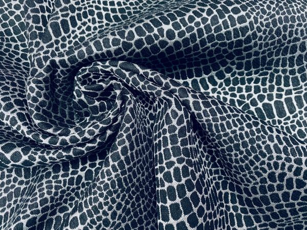 Snake Gobelin Jacquard Fabric Home Decor Metallic Look Tapestry Material for Curtains Upholstery  110" or 280cm EXTRA Wide - Black & Silver - Image 3