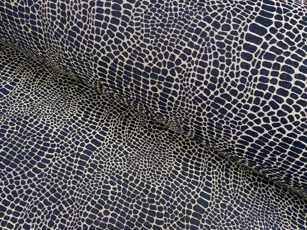 Snake Gobelin Jacquard Fabric Home Decor Metallic Look Tapestry Material for Curtains, Upholstery  - 55" or 140cm Wide - Black & Gold - Image 3