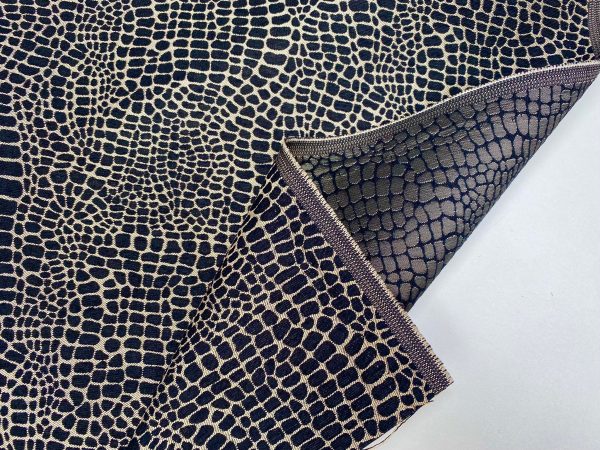 Snake Gobelin Jacquard Fabric Home Decor Metallic Look Tapestry Material for Curtains, Upholstery  - 55" or 140cm Wide - Black & Gold - Image 4