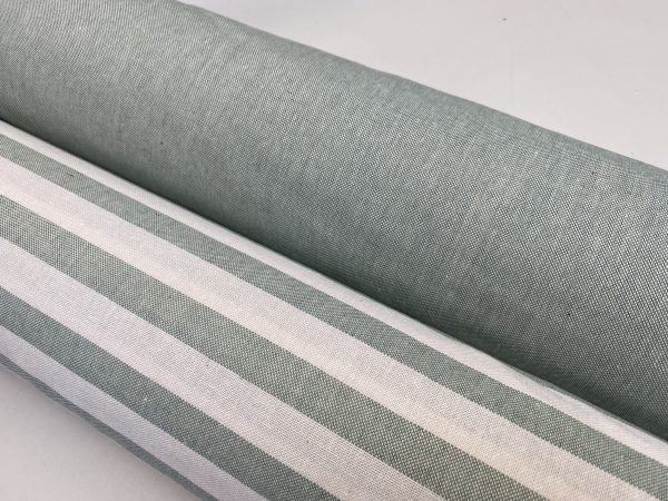 Linen Look White STRIPES Culla Fabric Furnishing Curtain Upholstery Dressmaking Cotton Material 110″/280cm EXTRA Wide Canvas - MINT GREEN - Image 5