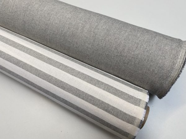 Linen Look White STRIPES Culla Fabric Furnishing Curtain Upholstery Dressmaking Cotton Material 110″/280cm EXTRA Wide Canvas - GREY - Image 11