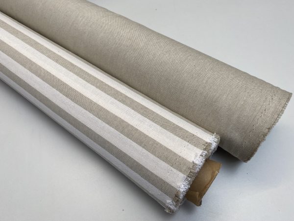 Linen Look White STRIPES Culla Fabric Furnishing Curtain Upholstery Dressmaking Cotton Material 55″/140cm Wide Canvas - NATURAL - Image 10