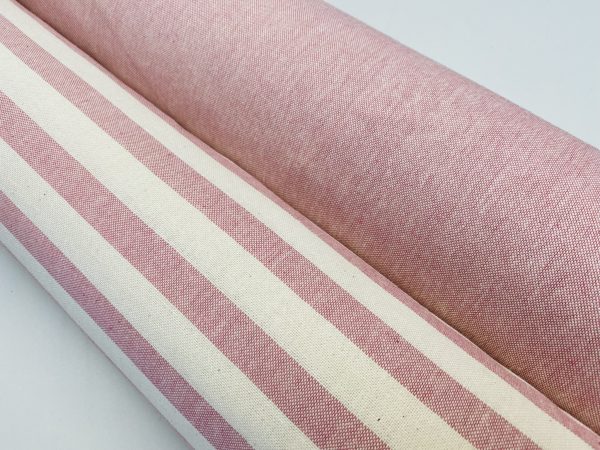 Linen Look White STRIPES Culla Fabric Furnishing Curtain Upholstery Dressmaking Cotton Material 110″/280cm EXTRA Wide Canvas - DUSTY PINK - Image 5