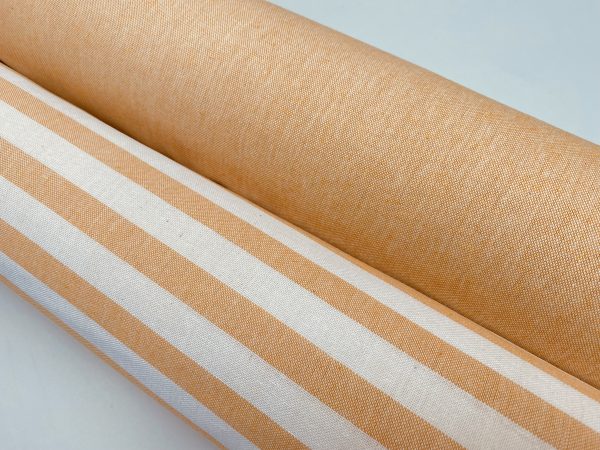 Linen Look White STRIPES Culla Fabric Furnishing Curtain Upholstery Dressmaking Cotton Material 55″/140cm Wide Canvas - Yellow Mustard - Image 5