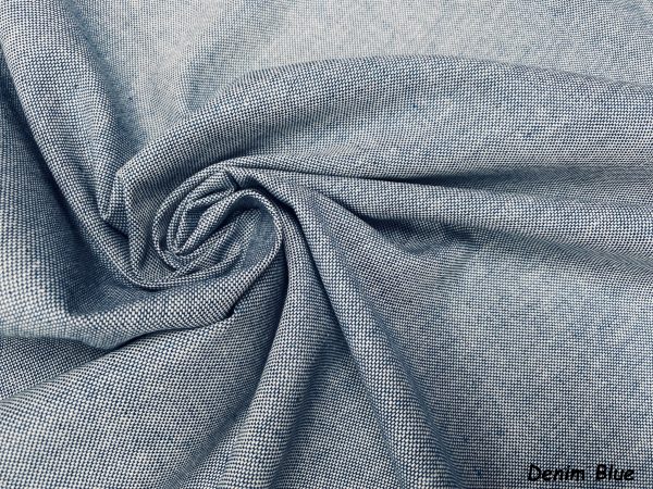 Linen Look Plain Culla Fabric Furnishing Curtain Upholstery Dressmaking Cotton Material 55"/140cm Wide Canvas - DENIM BLUE - Image 2