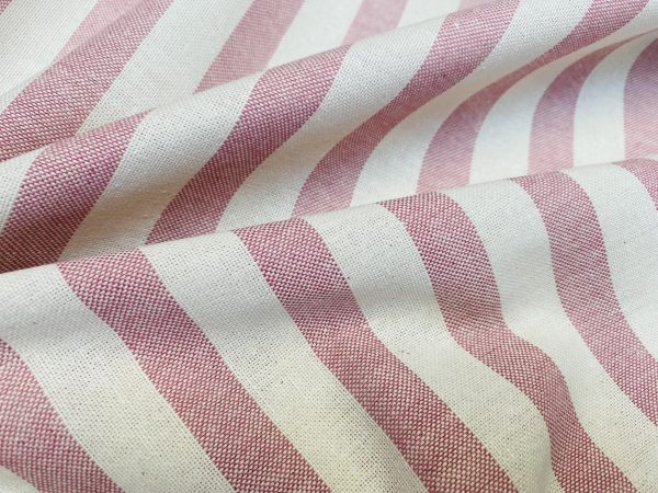 Linen Look White STRIPES Culla Fabric Furnishing Curtain Upholstery Dressmaking Cotton Material 110″/280cm EXTRA Wide Canvas - DUSTY PINK - Image 3