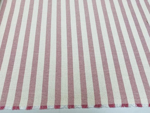 Linen Look White STRIPES Culla Fabric Furnishing Curtain Upholstery Dressmaking Cotton Material 110″/280cm EXTRA Wide Canvas - DUSTY PINK - Image 4