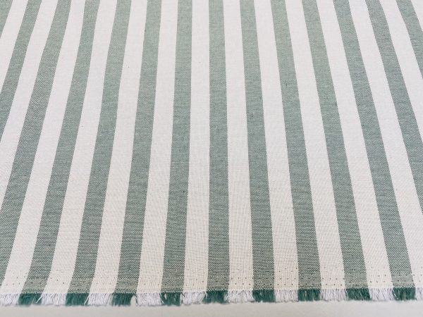 Linen Look White STRIPES Culla Fabric Furnishing Curtain Upholstery Dressmaking Cotton Material 110″/280cm EXTRA Wide Canvas - MINT GREEN - Image 4