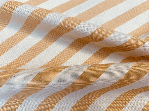 Linen Look White STRIPES Culla Fabric Furnishing Curtain Upholstery Dressmaking Cotton Material 55″/140cm Wide Canvas - Yellow Mustard - Image 3